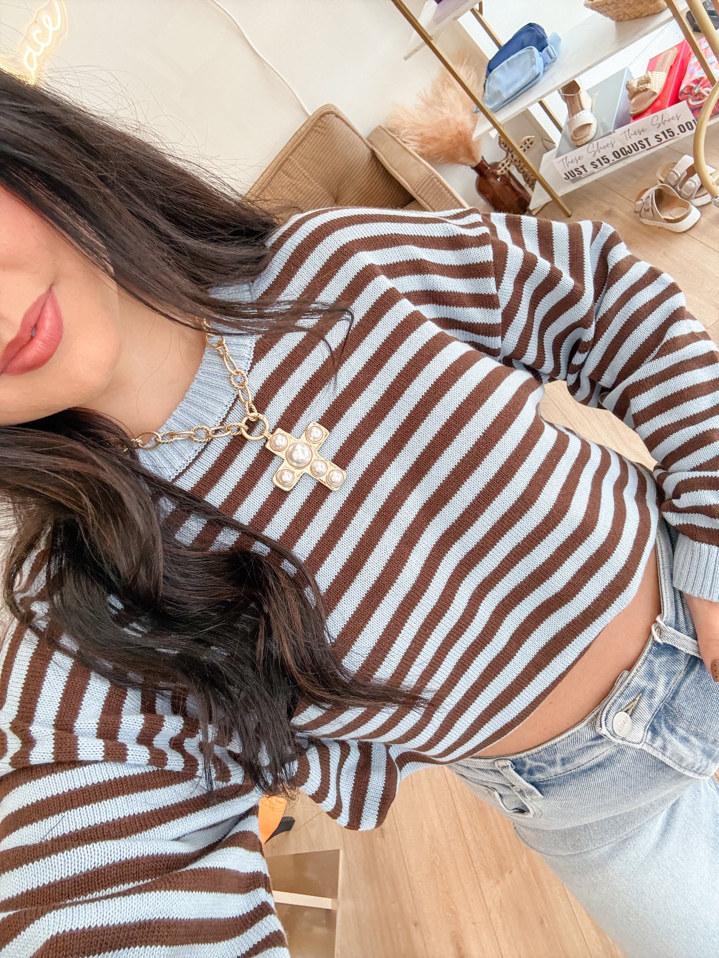 Out the Door Sweater - Blue