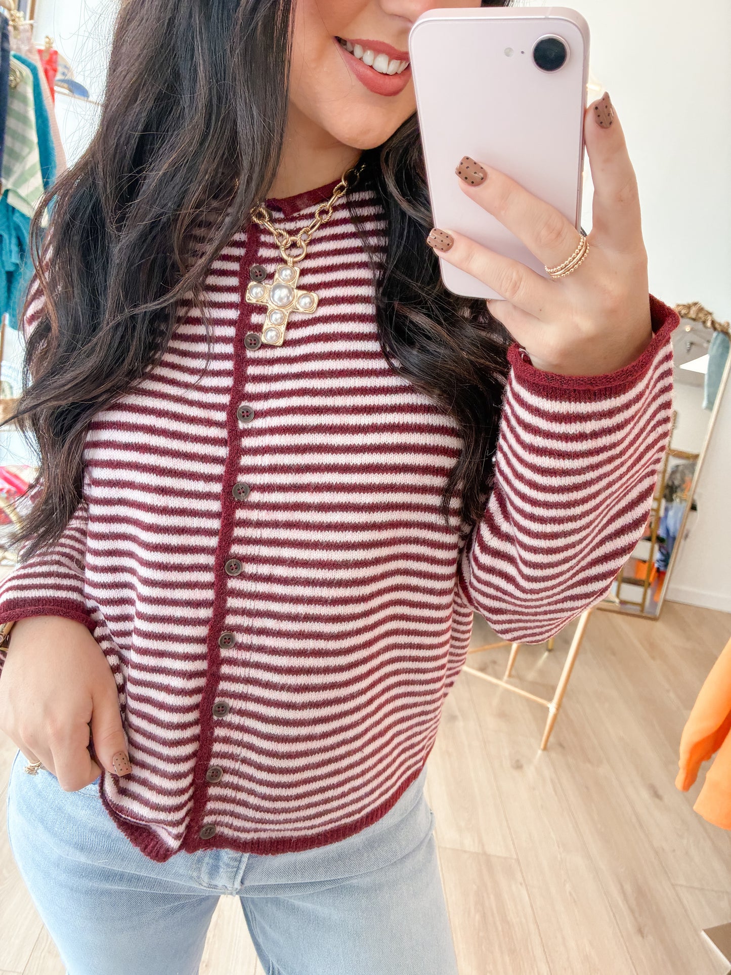 Warm Apple Button Down Cardigan