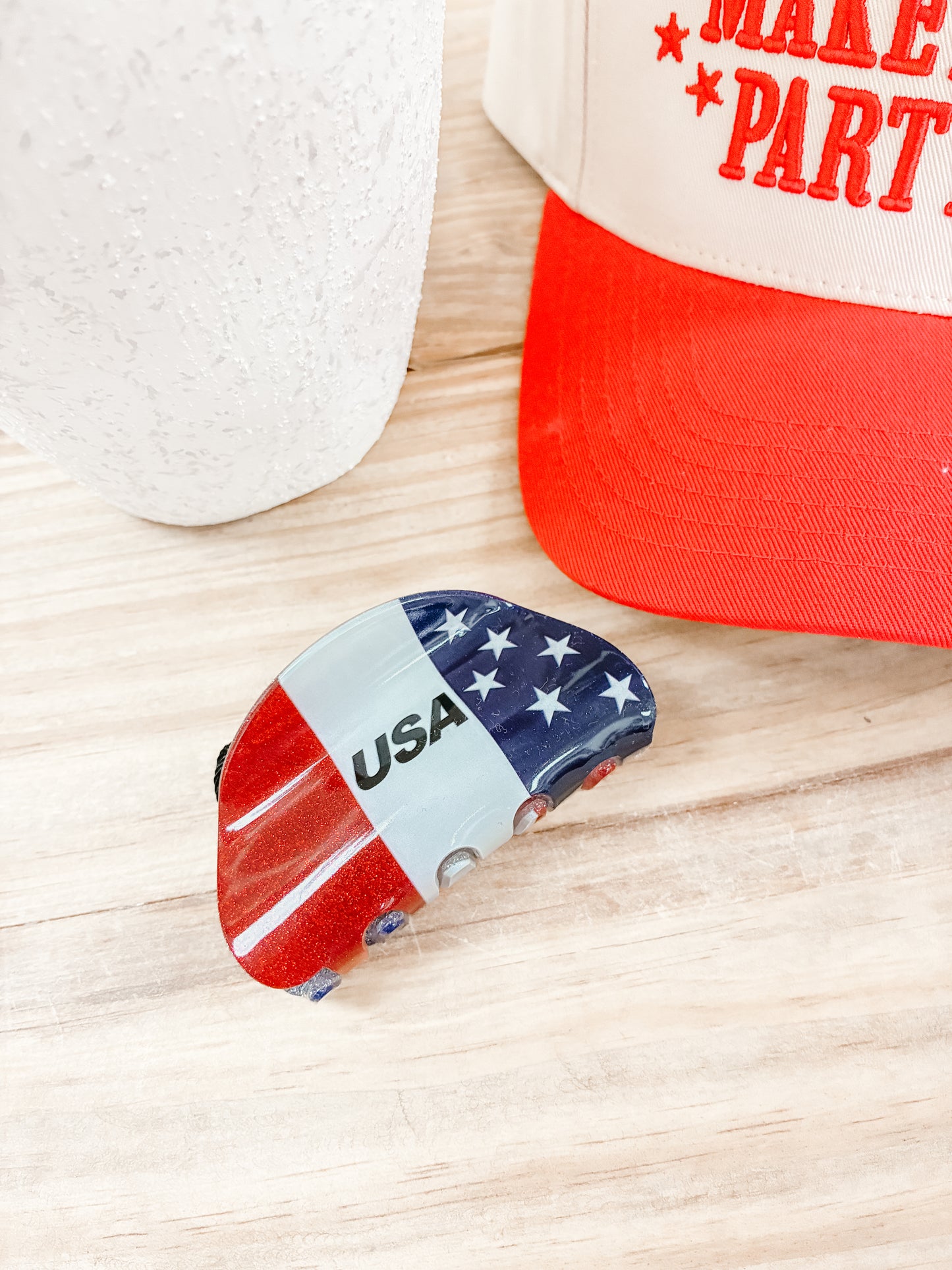 Thick Striped USA Hair Clip