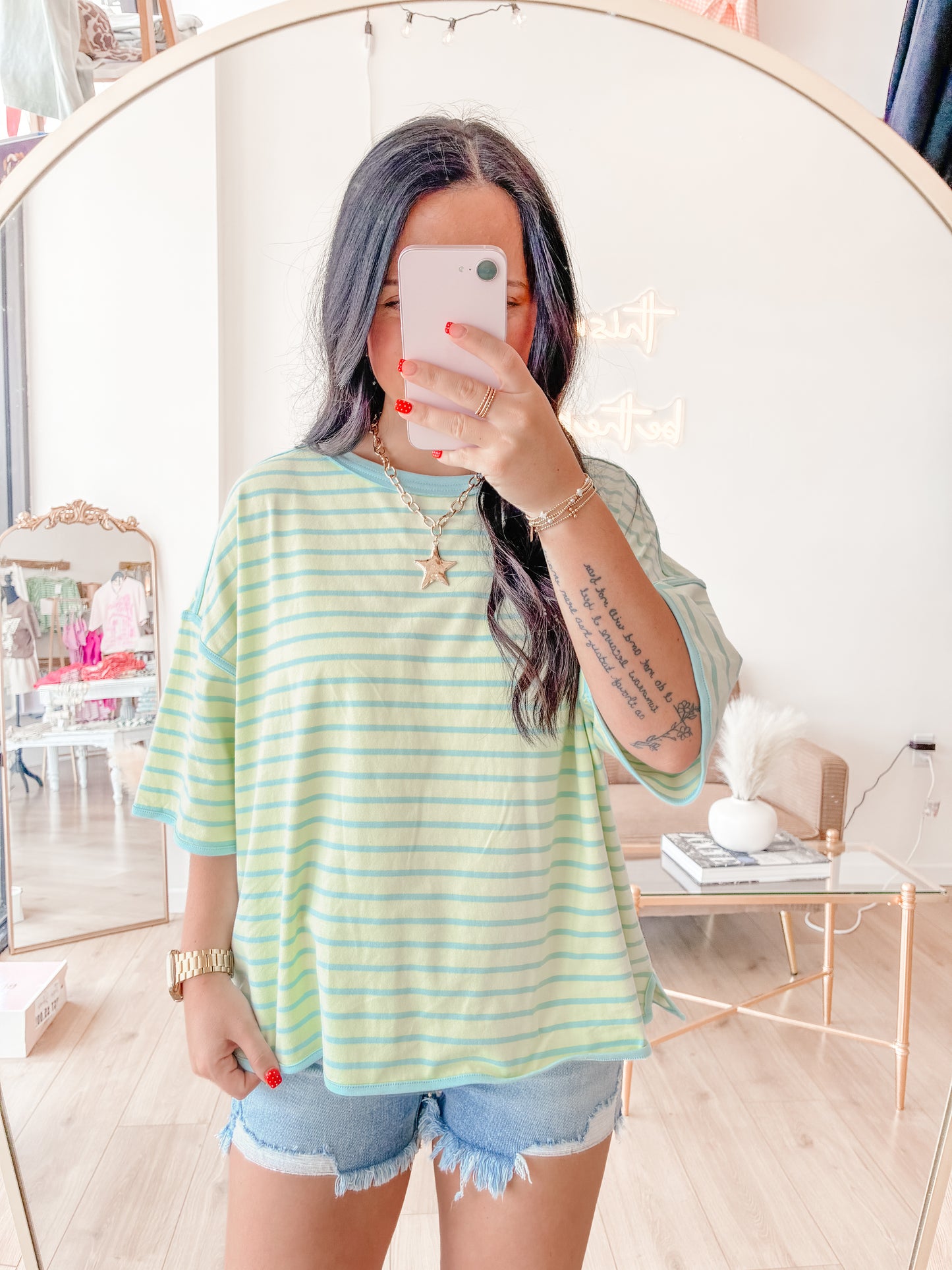 Come Closer Stripe Relax Top