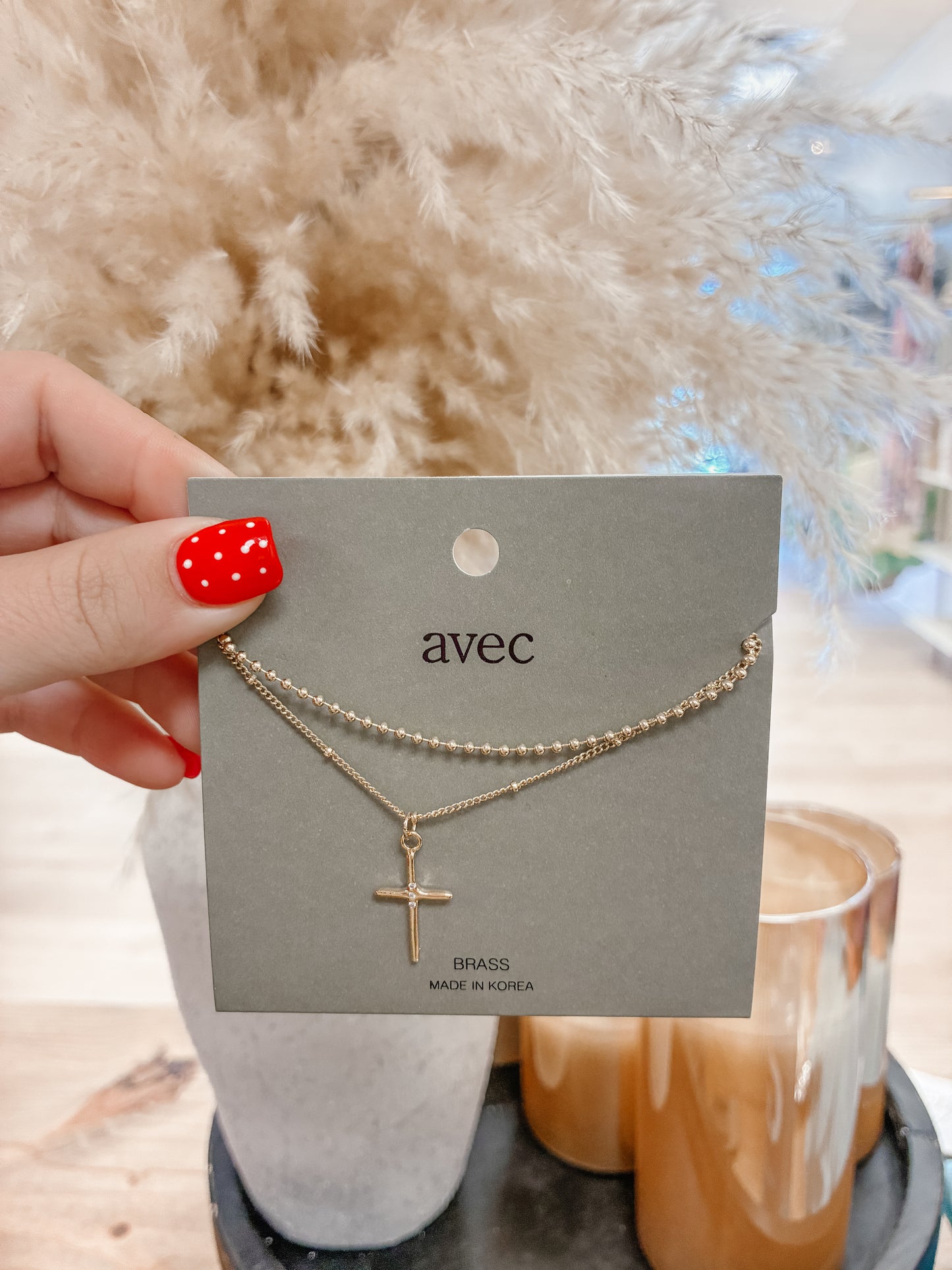 Pave Cross Layered Necklace