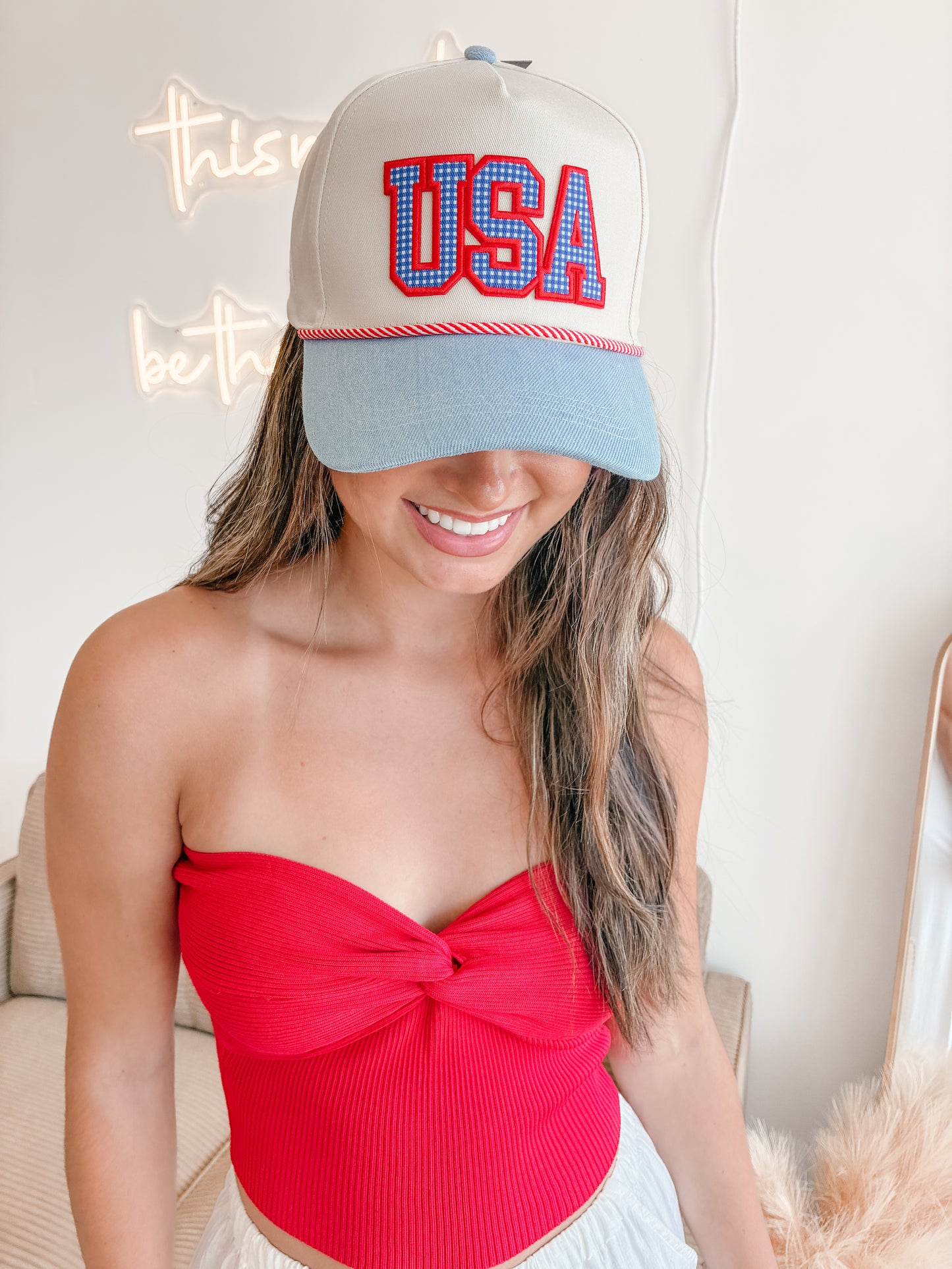 Gingham USA Hat
