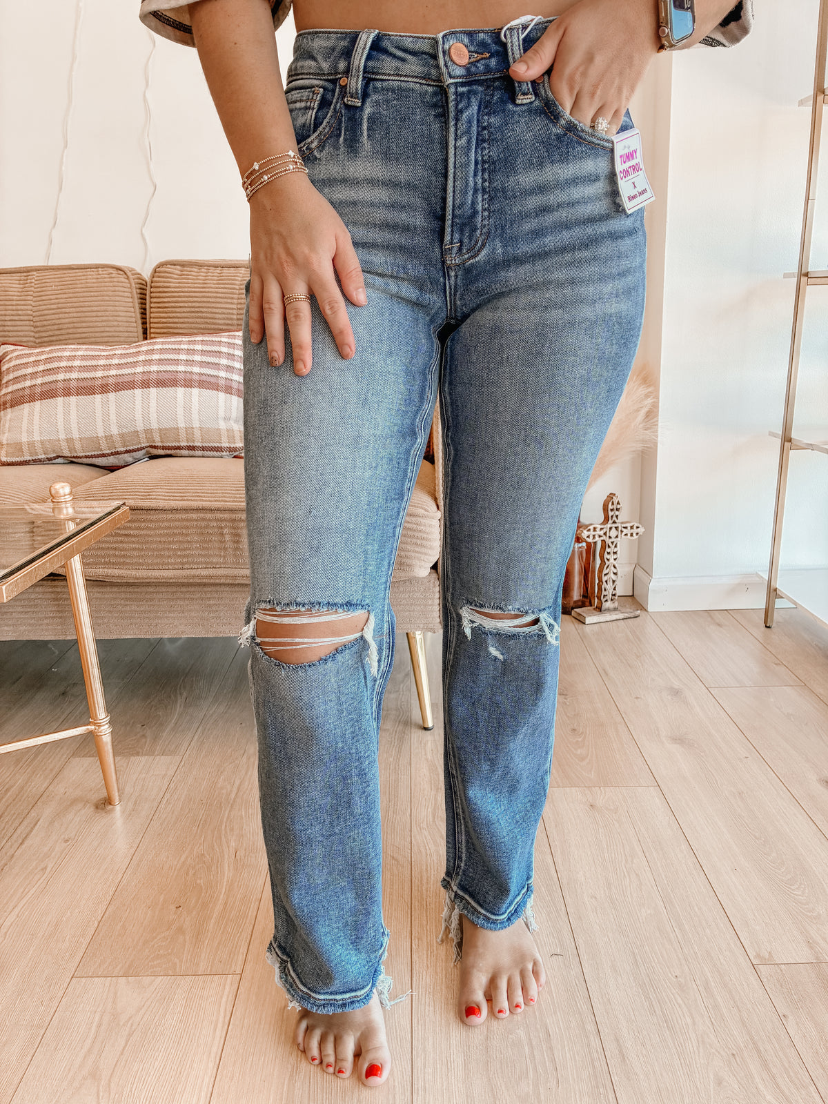 Caroline Mid Rise Crop Jeans - RISEN