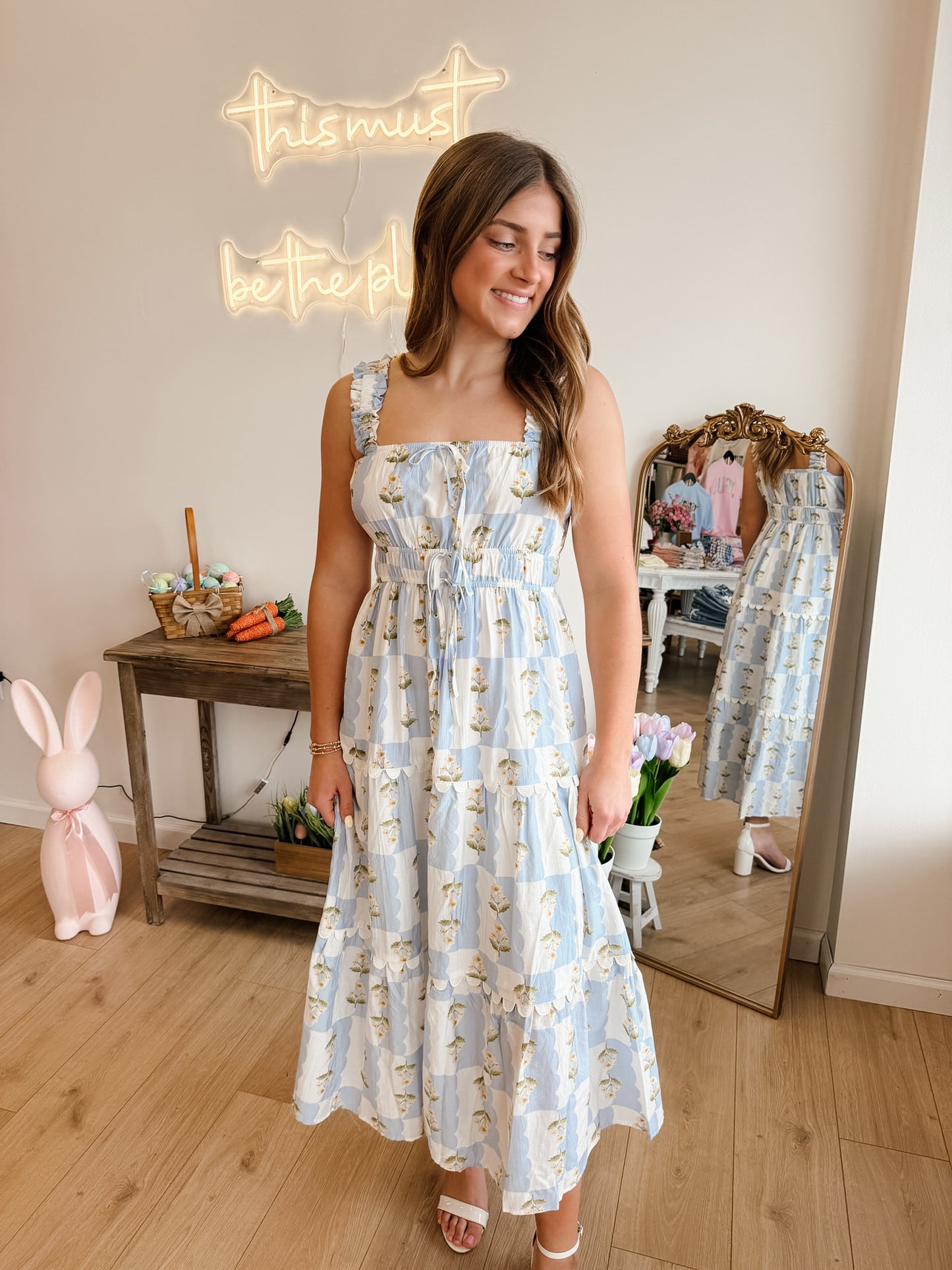 Evelyn Blue Midi Dress