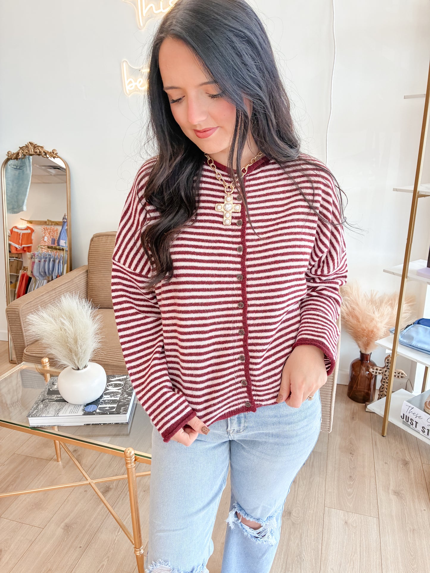 Warm Apple Button Down Cardigan