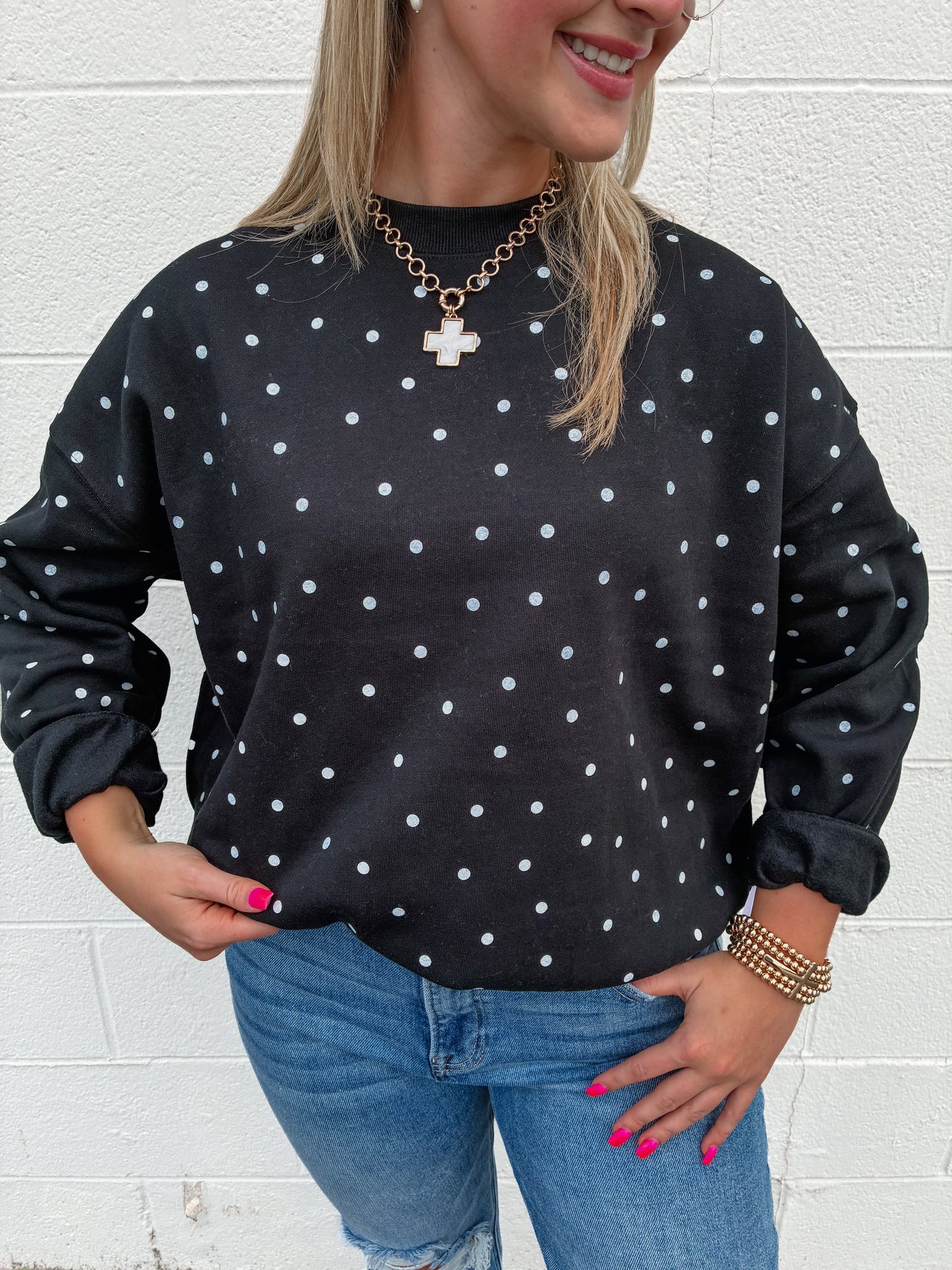 Midnight Polka-Dot Sweatshirt