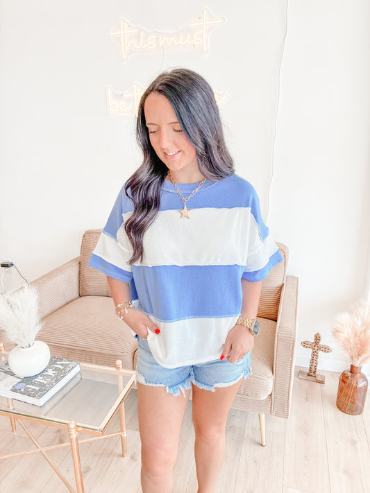 Effortless Color Block Top (Blue)