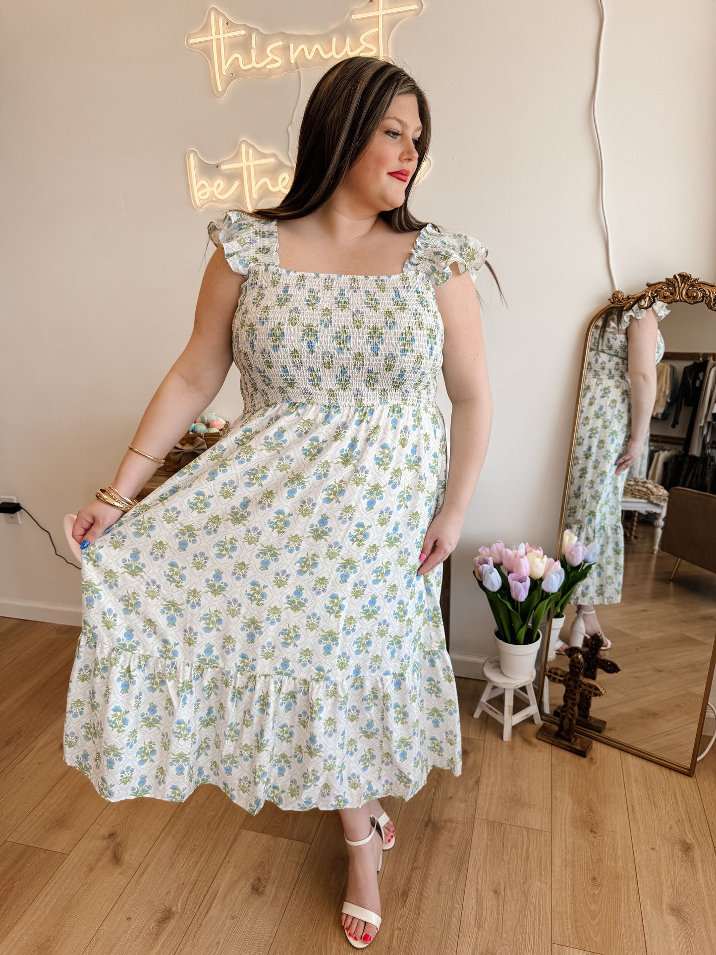 Mia Blue Midi Dress