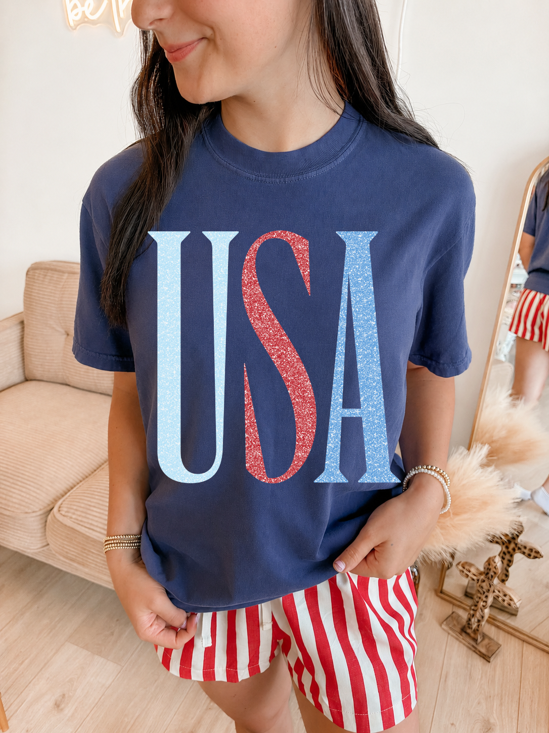 USA Faux Glitter CC Tee **PRE-ORDER**