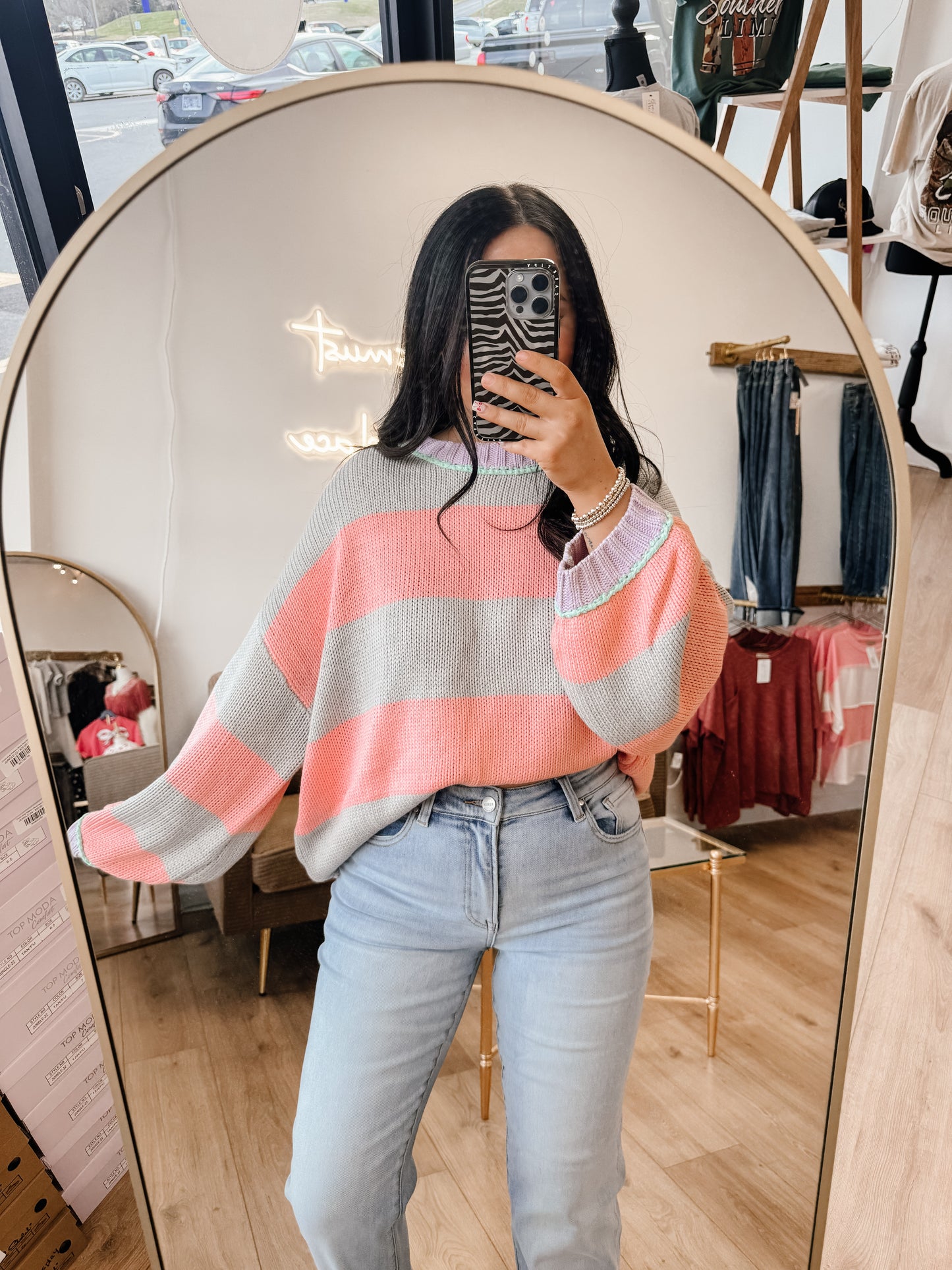 Ribbed Sunset Stripe Sweater