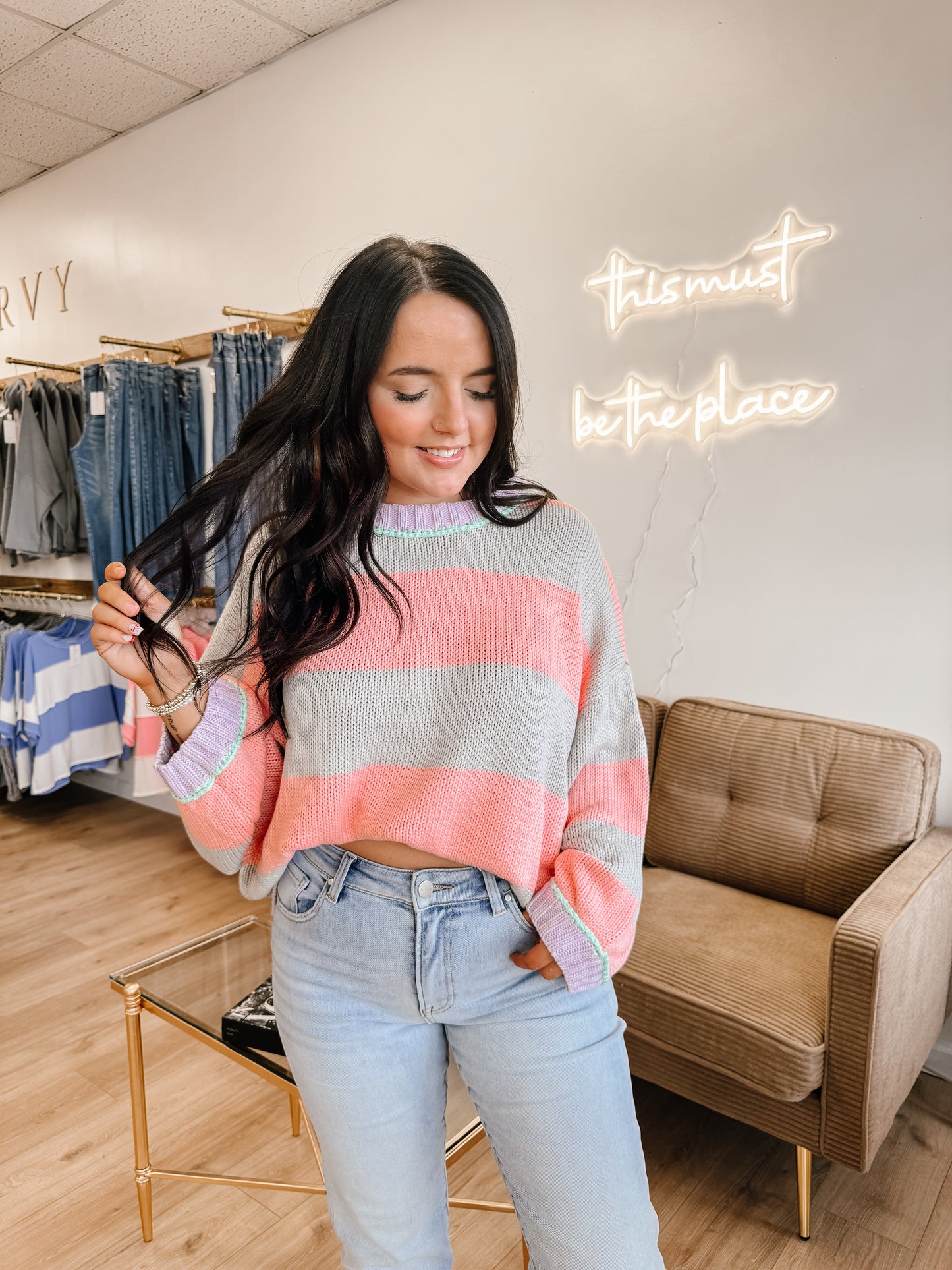 Ribbed Sunset Stripe Sweater