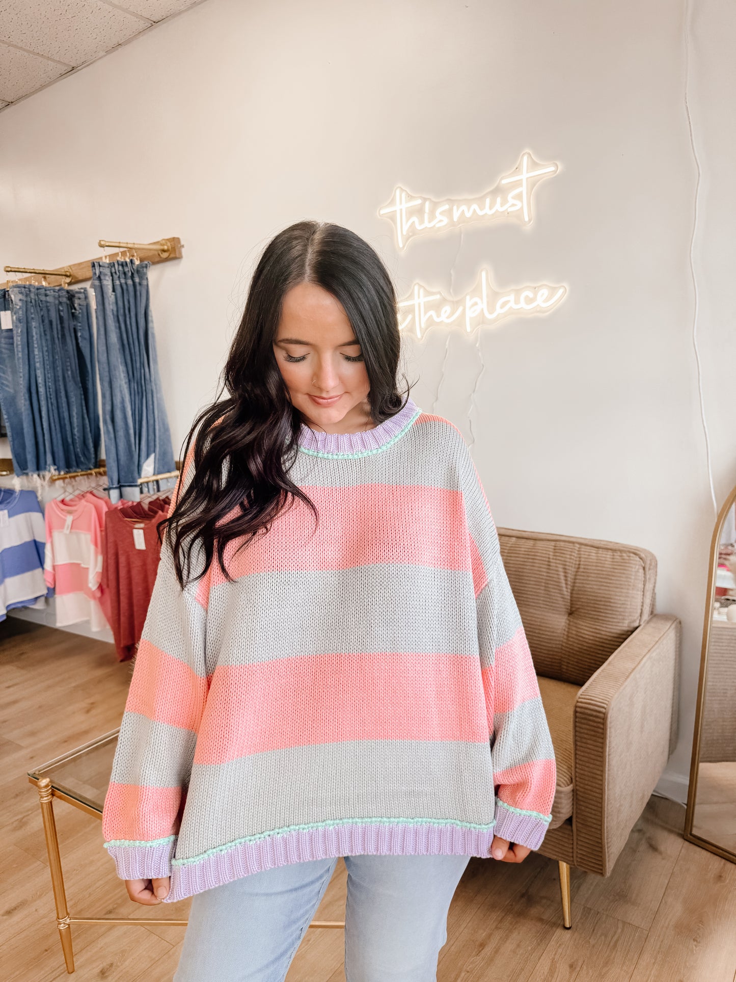 Ribbed Sunset Stripe Sweater