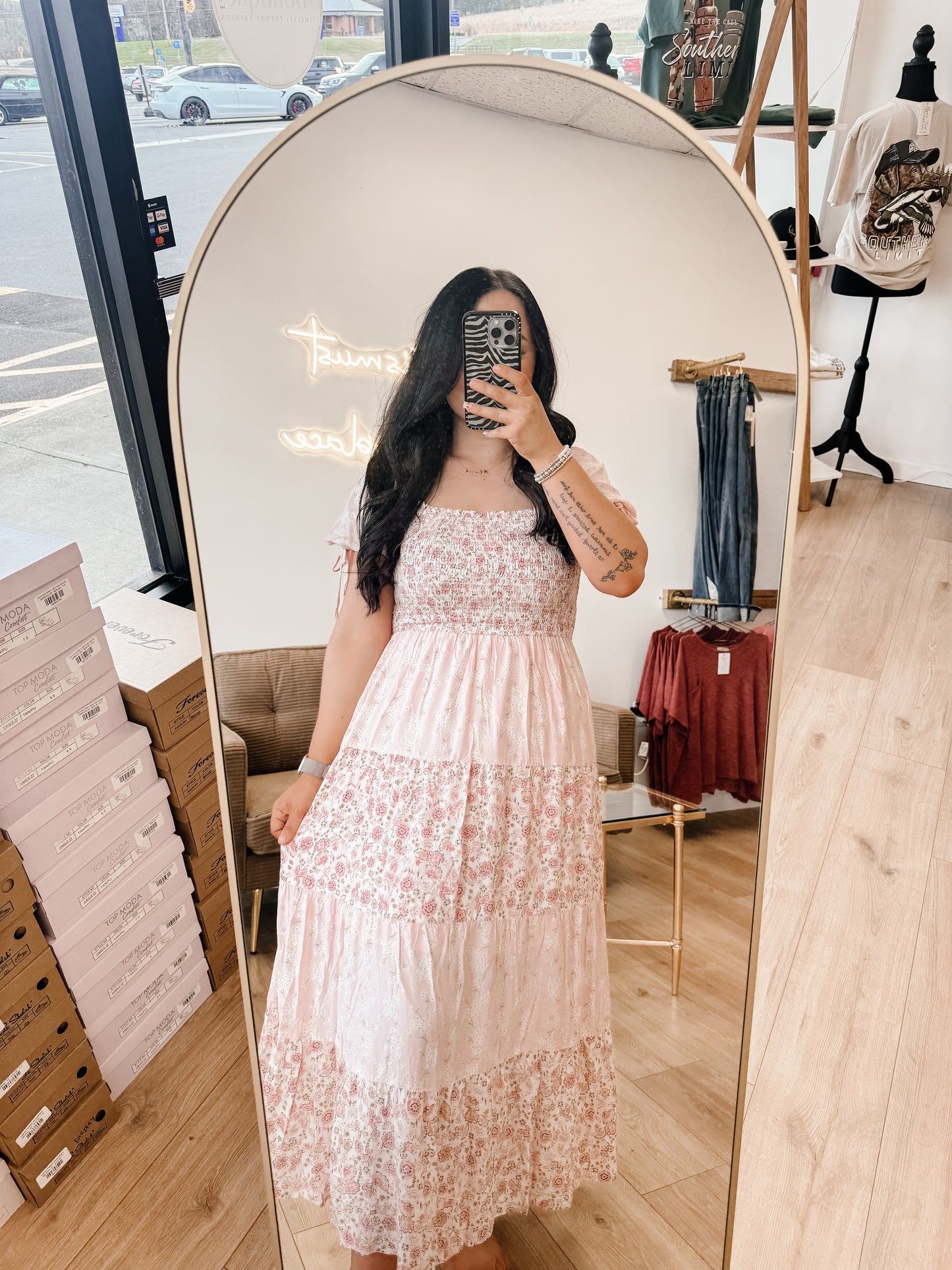 Colorblock Floral Smocked Puff Sleeve Maxi Dress (2 colors)