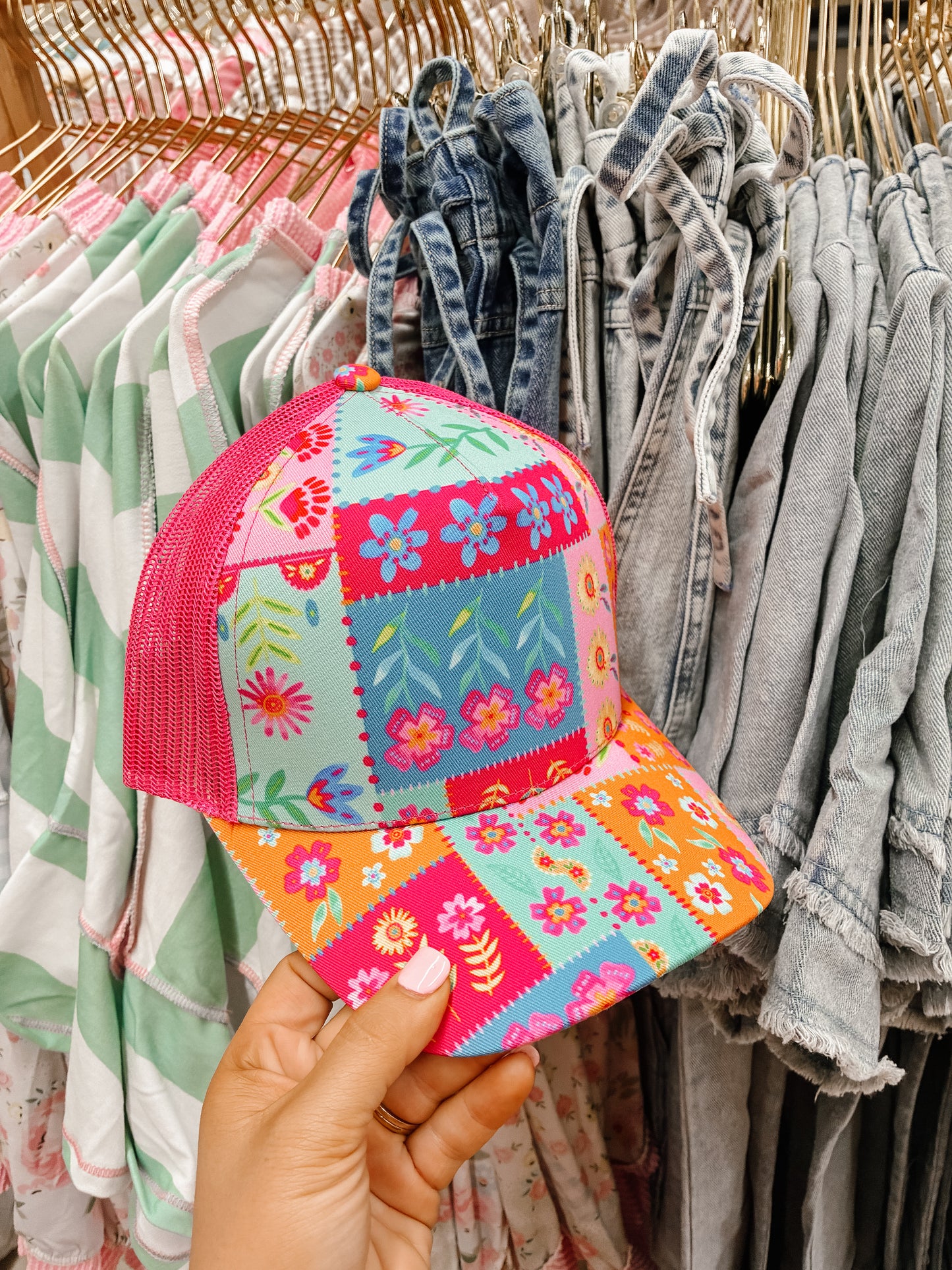 Spring Paisley Patch Trucker Hat
