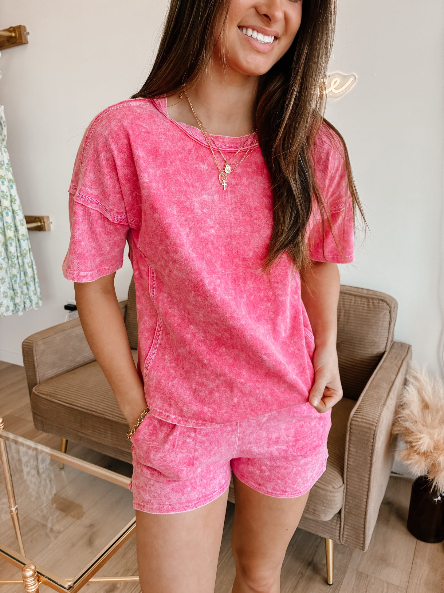 Halo Washed Short Sleeve Tee & Shorts Set (3 colors)