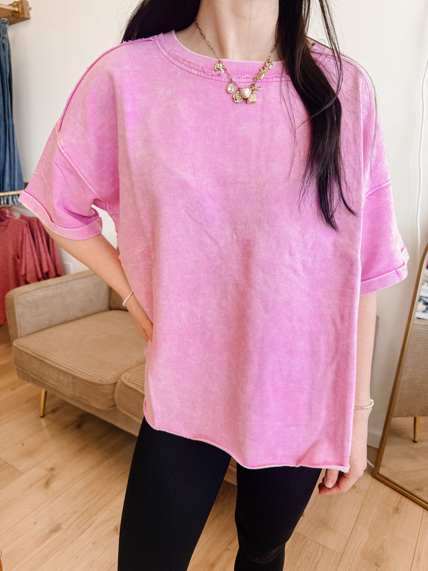 French Terry Acid Washed T Shirt