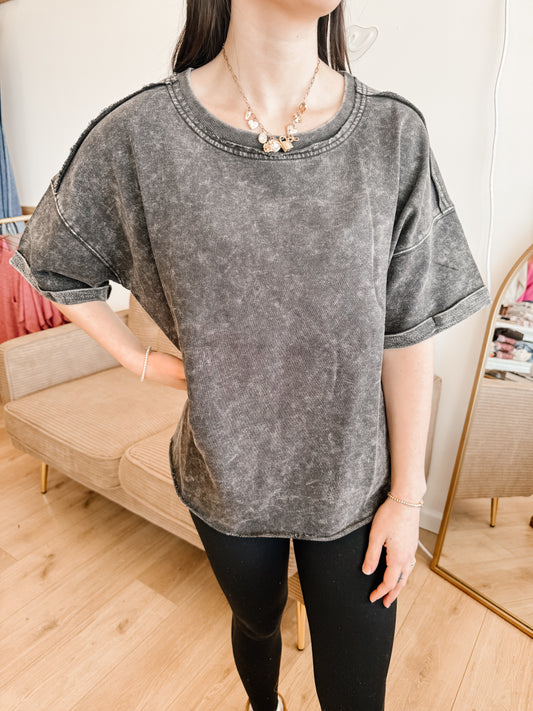 French Terry Acid Washed T Shirt