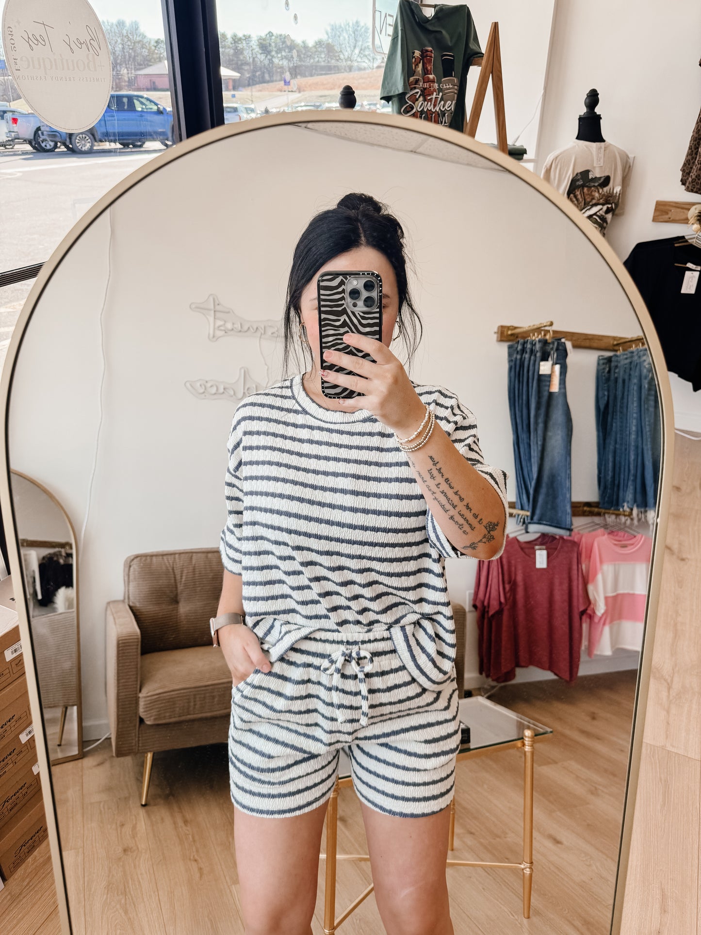 NEW Striped Short Sleeve Tee & Shorts Set