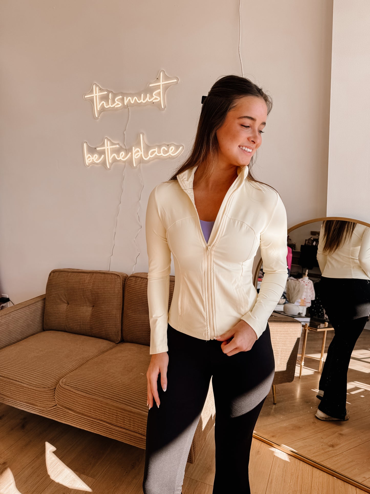 Long Slv Mock Neck Workout Jacket