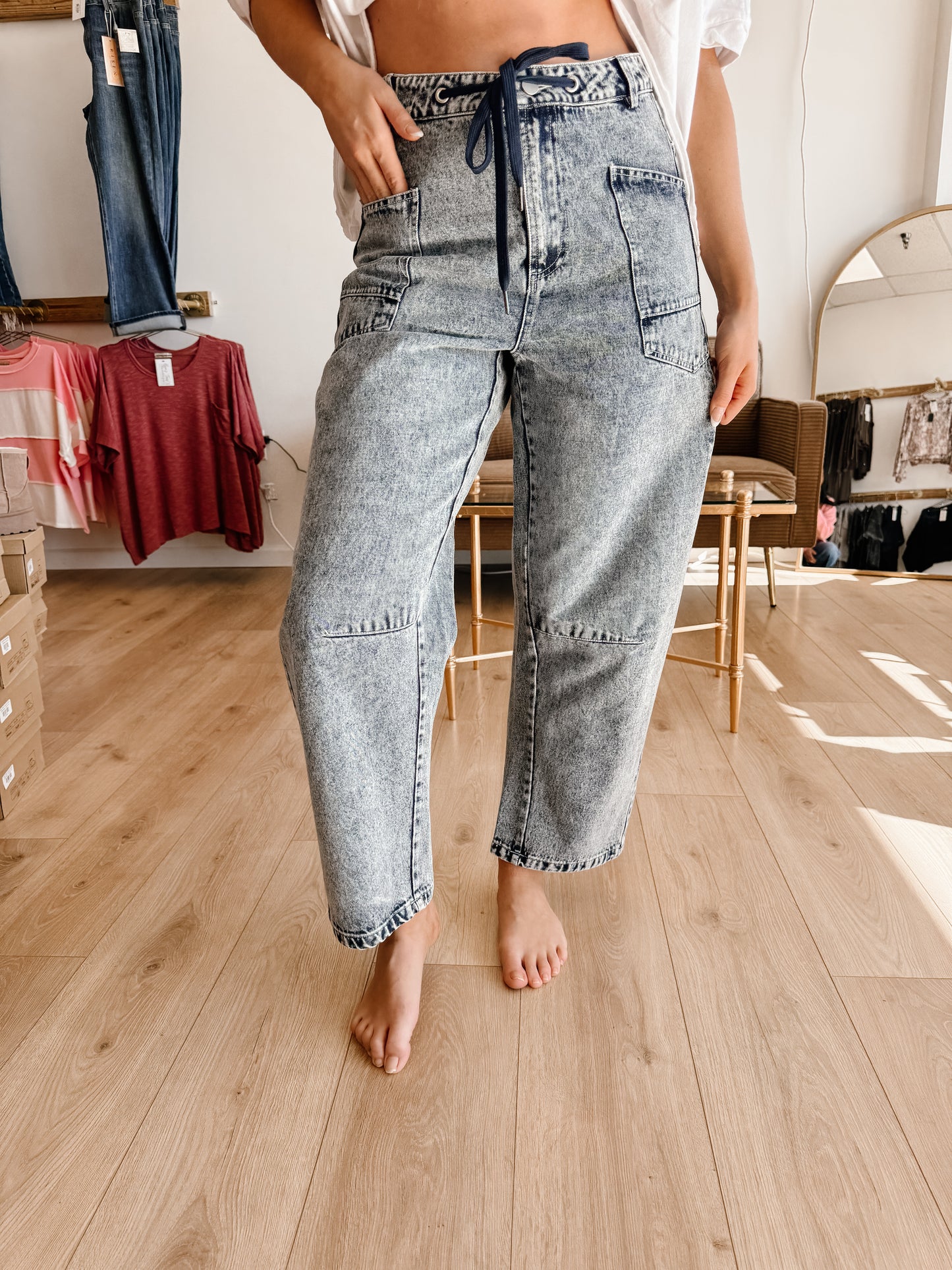 Vintage Washed Barrel String Pants