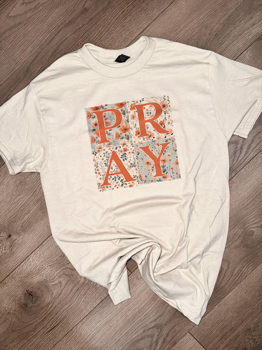 Patchwork 'PRAY' Tee