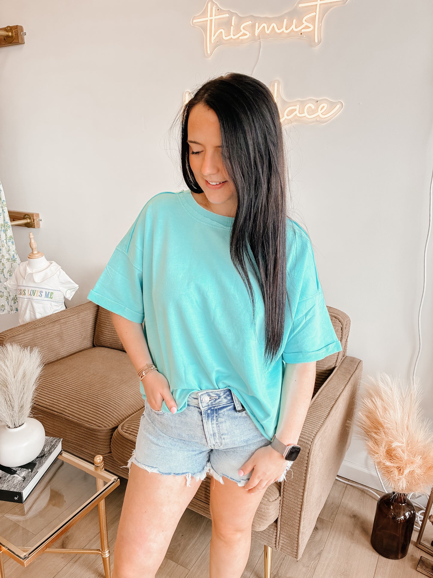 French Terry Acid Washed T Shirt