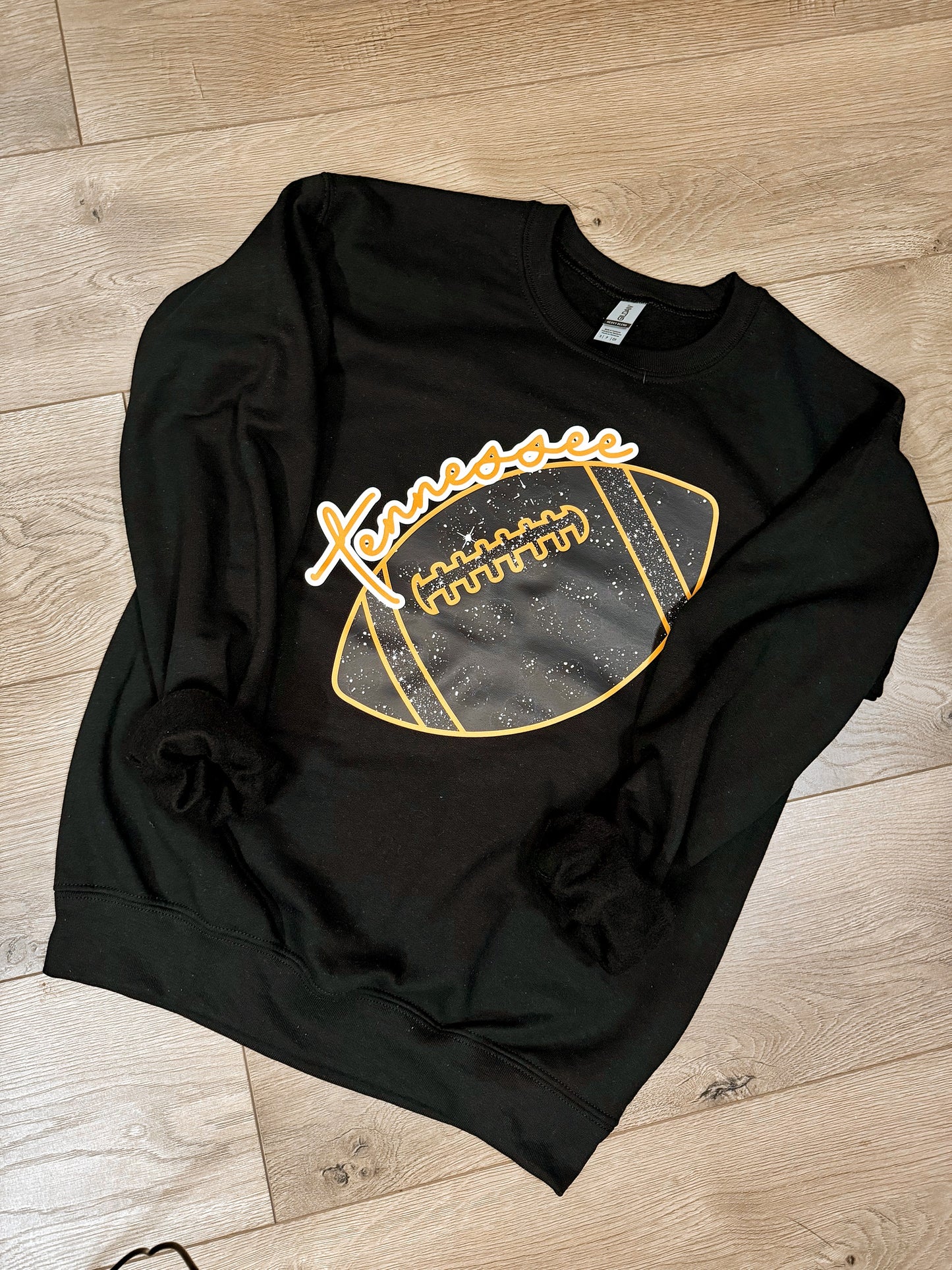 Black TN Leopard Football Crewneck