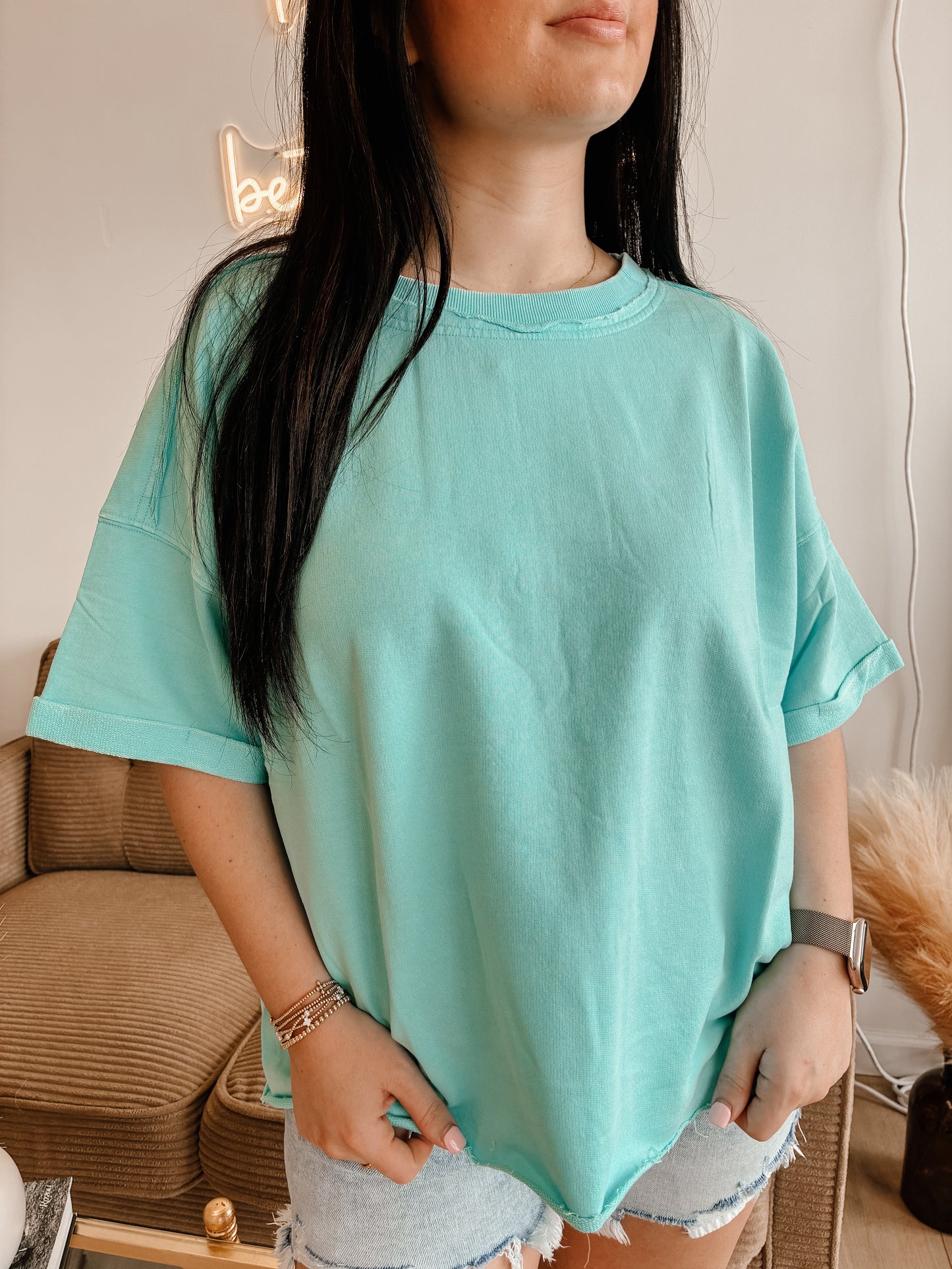 French Terry Acid Washed T Shirt