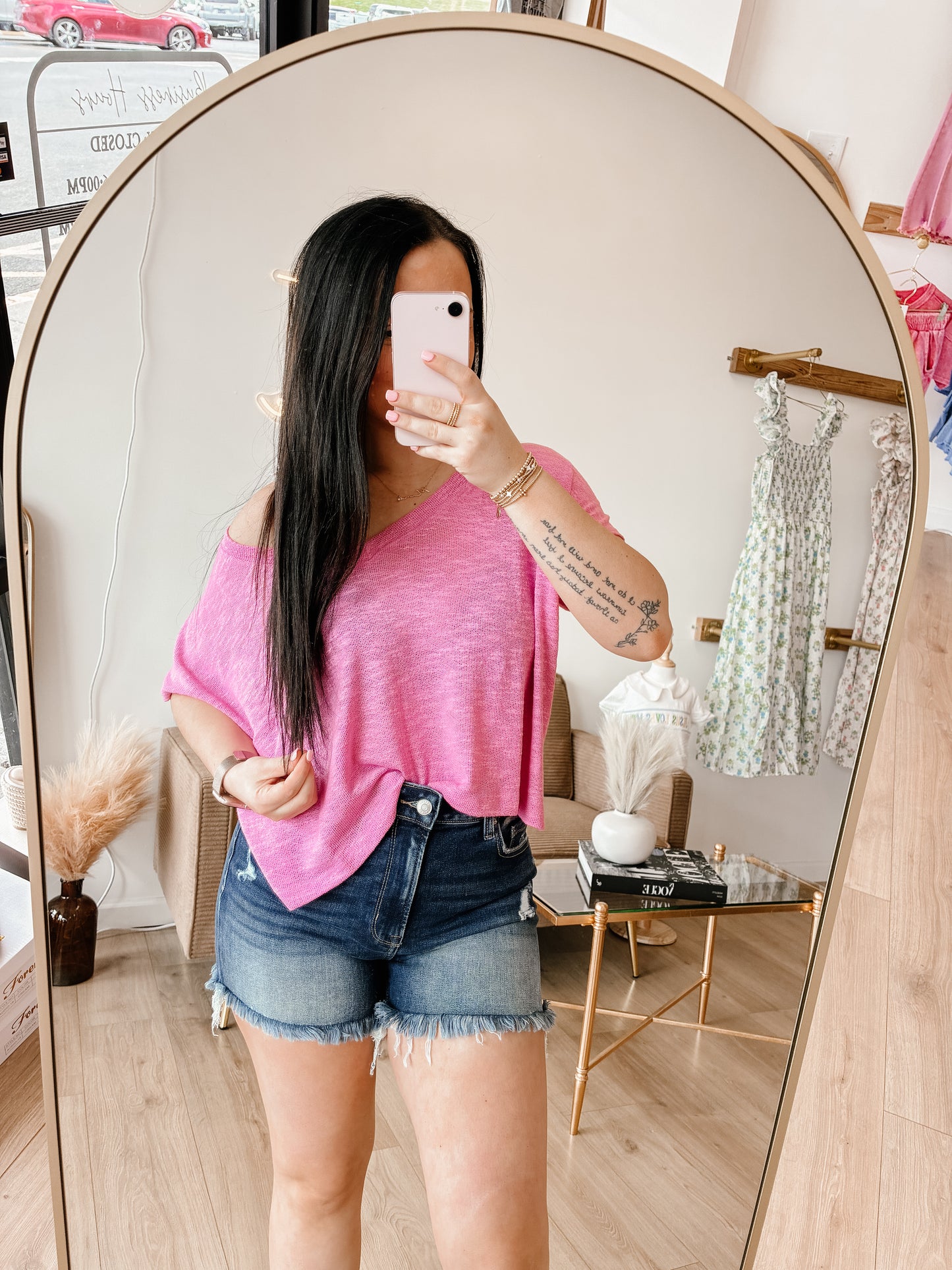 Hacci Slub V-neck Drop Shoulder Crop Top