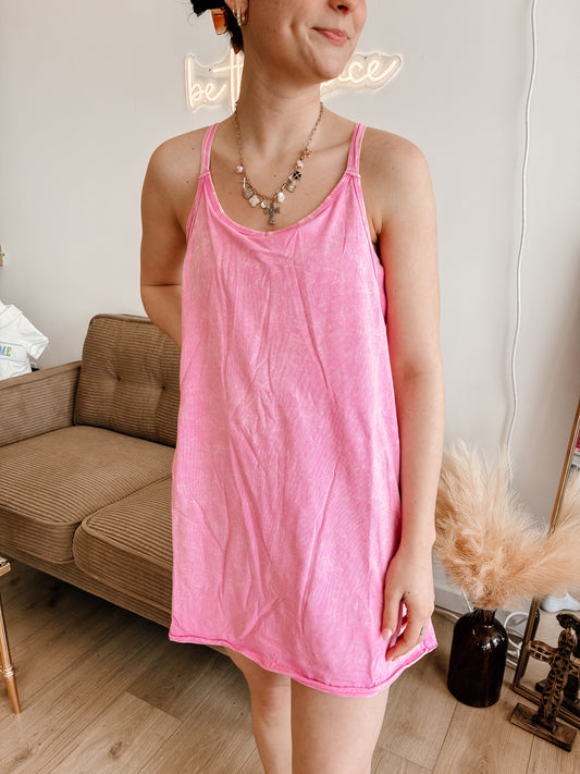 Crinkle Washed Mini Dress W/ Built-in Romper Liner