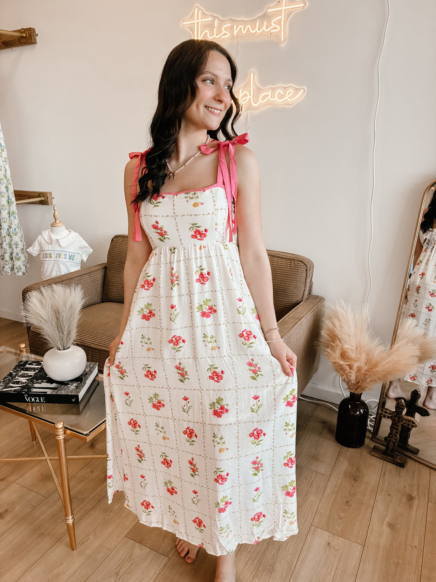 Pink Hallie Midi Dress