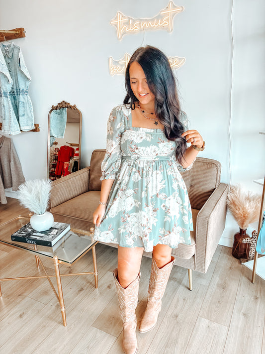 Sage Saga Mini Dress
