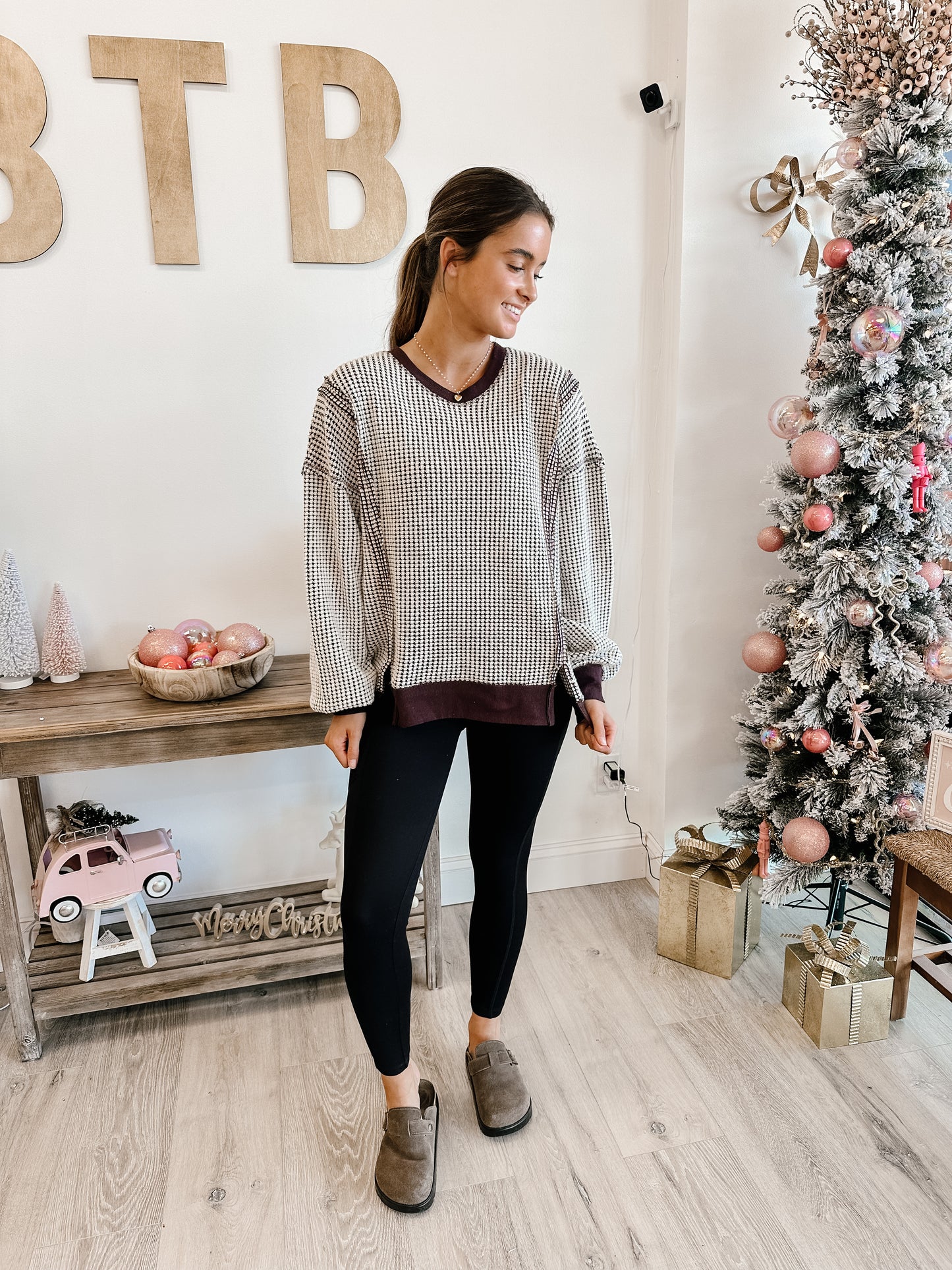 Oversized Waffle Knit Casual Top
