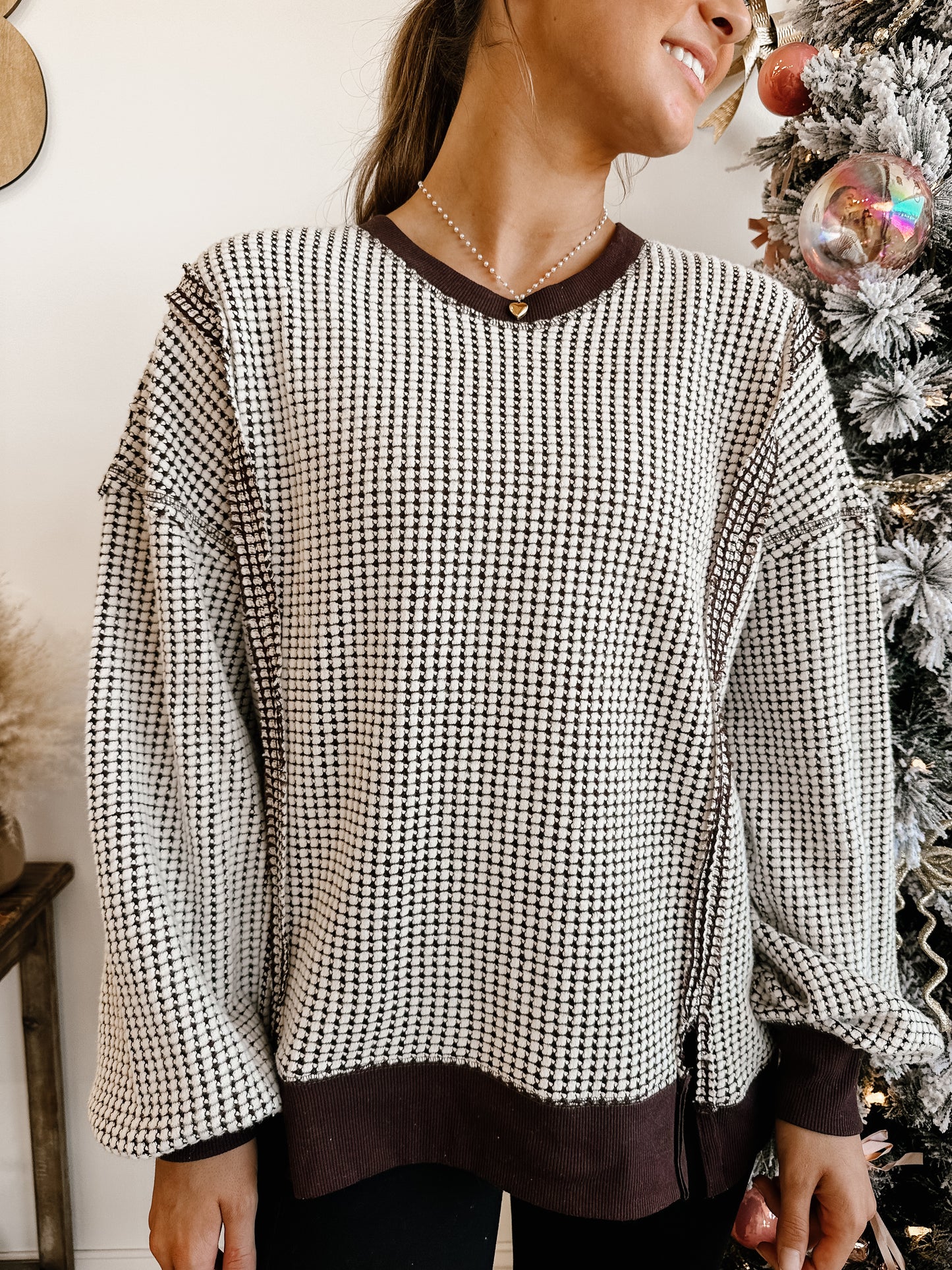 Oversized Waffle Knit Casual Top