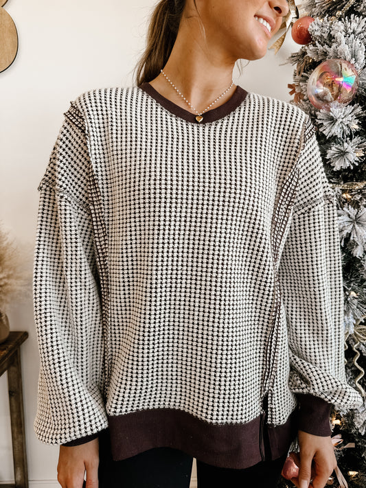 Oversized Waffle Knit Casual Top