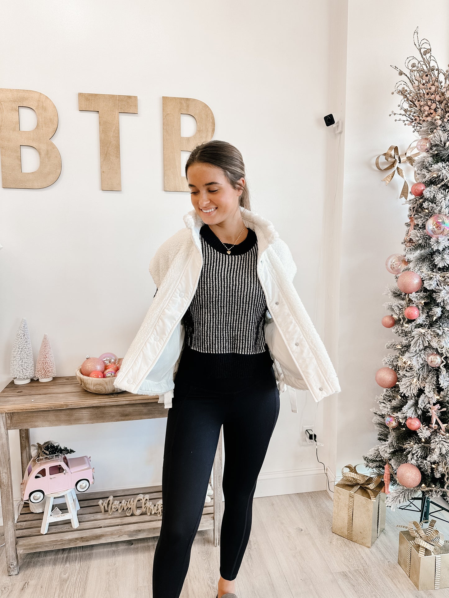 Two Tone Cropped Casual Stripe Sweater Top