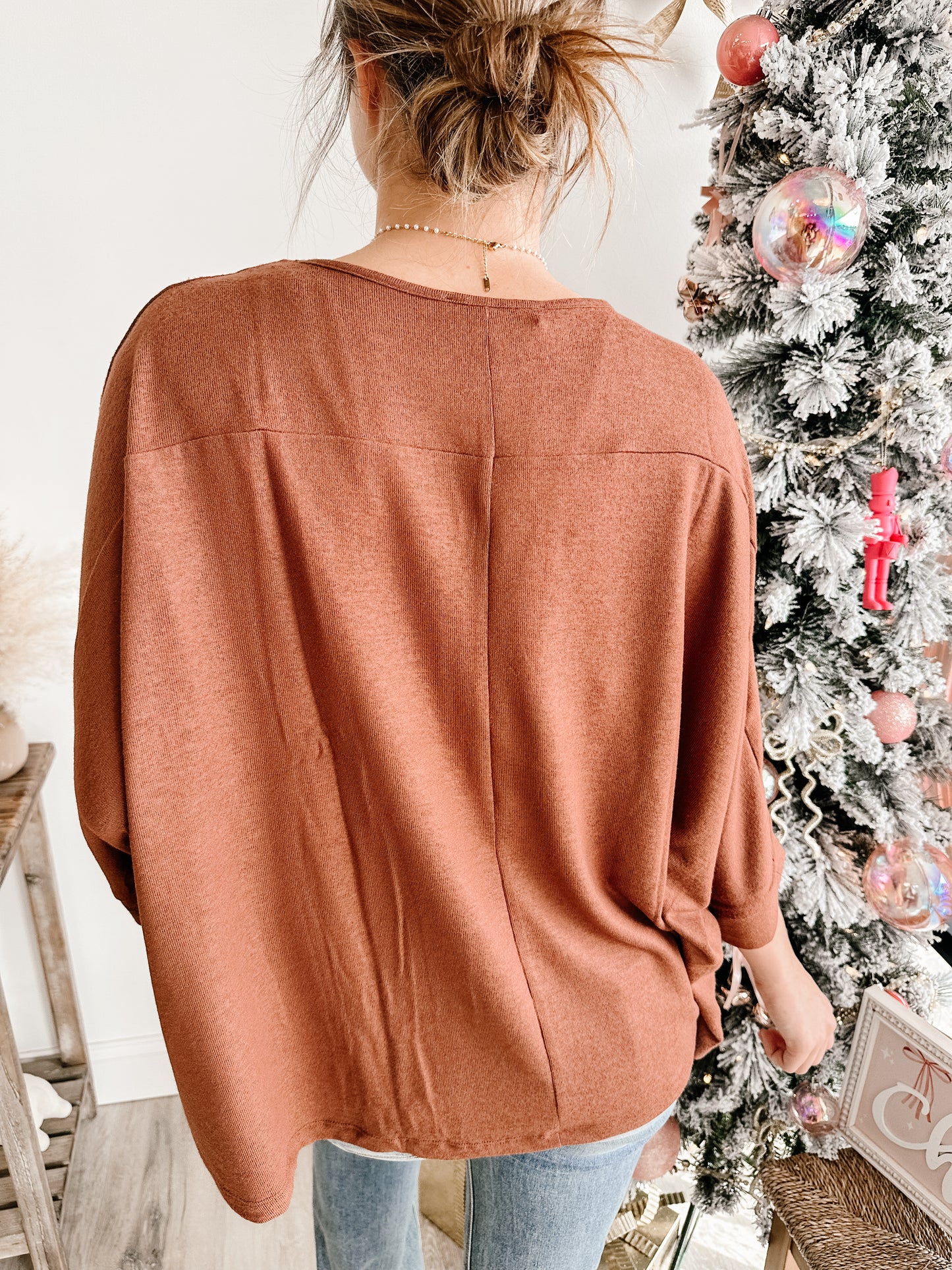 Batwing 3/4 Sleeve Oversized Top