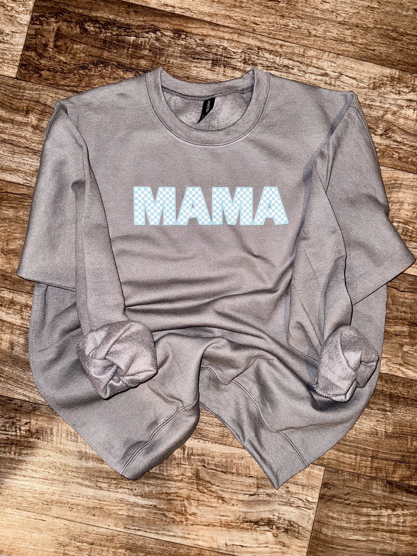 Checkered Blue MAMA Crewneck