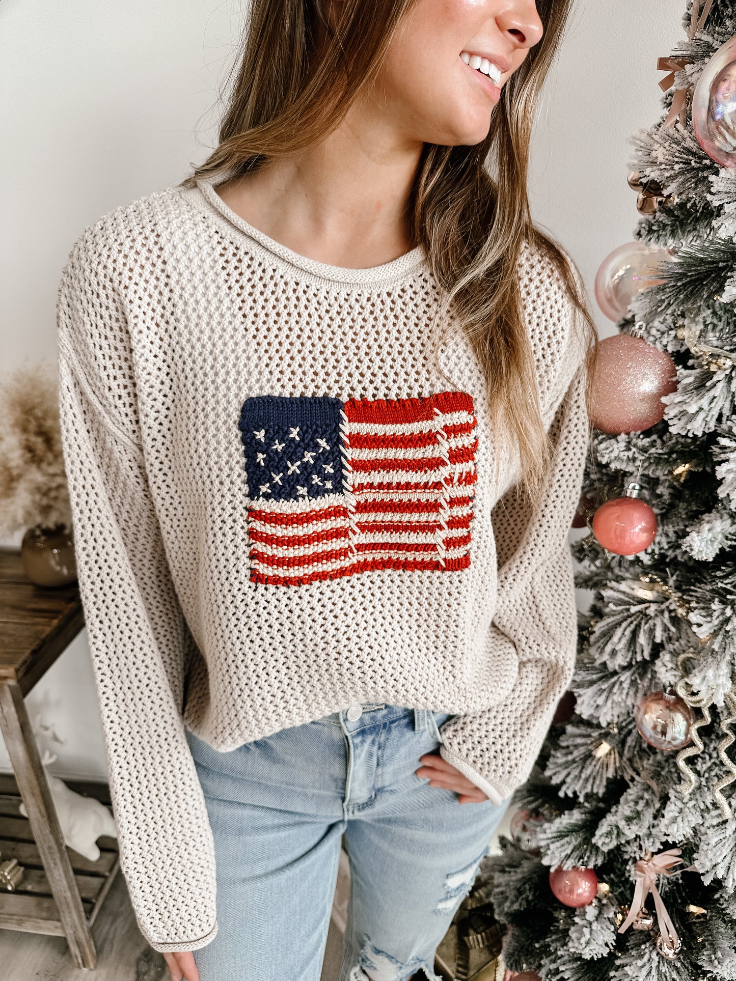 American Flag Crew Neck Sweater
