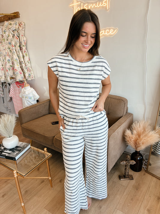 Navy Striped Loungewear Set