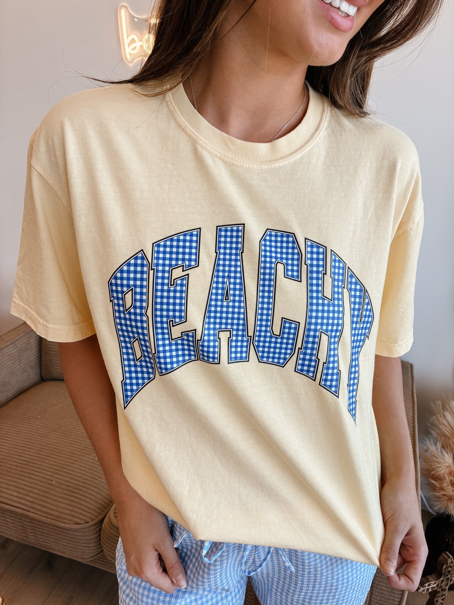 Gingham Beachy CC Tee