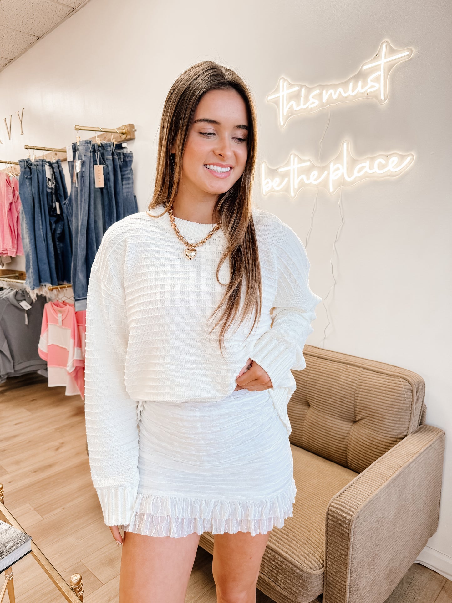Ruched Mini Skirt With Built In Shorts