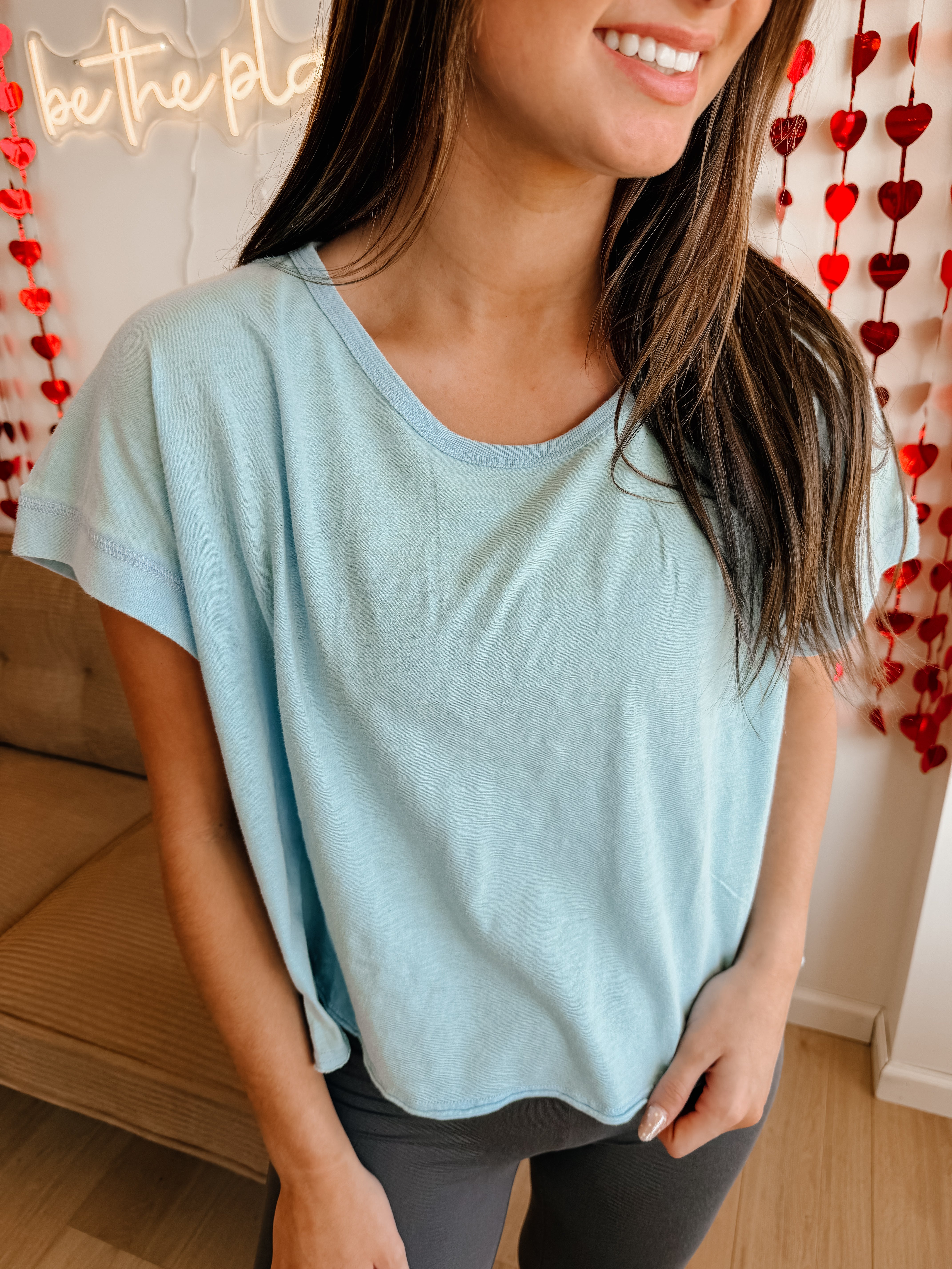 Acid Washed Cross Detail Open Back Top – Bre's Tees