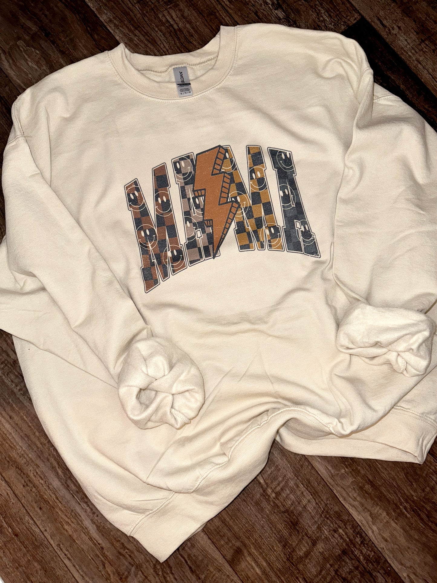 MAMA Checkered Lightning Bolt Crewneck