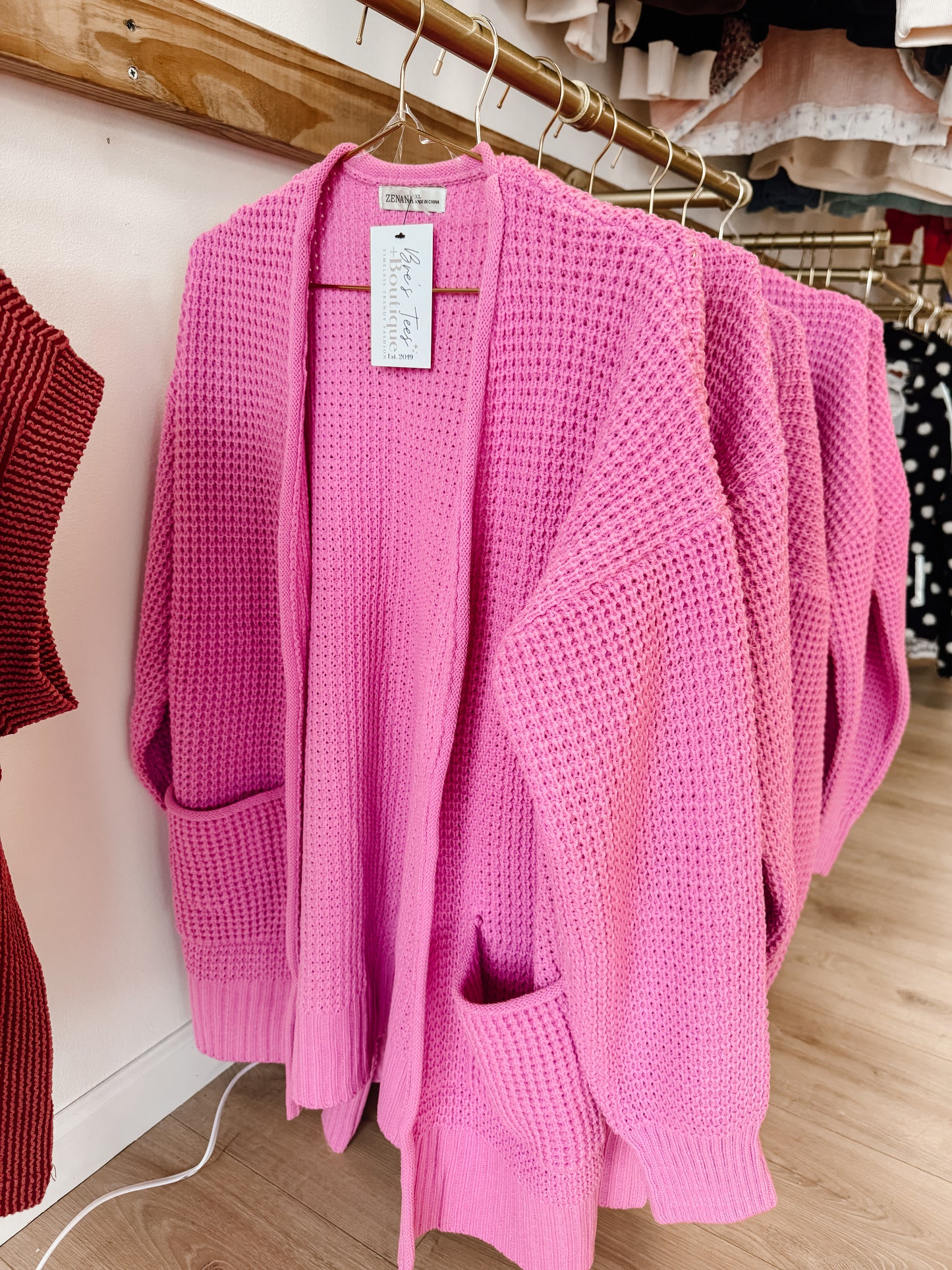 Low Gauge Waffle Open Cardigan Sweater