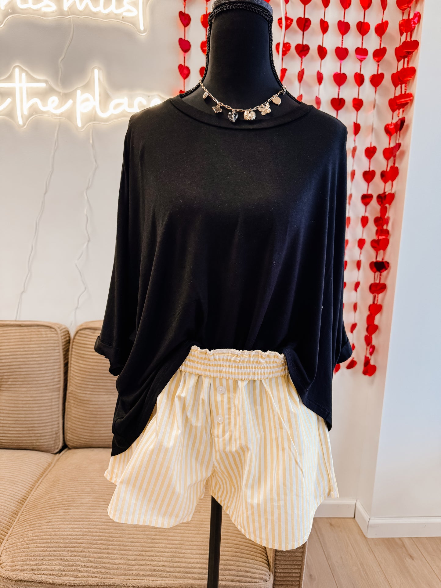 Striped Elastic Waist Boxer Shorts