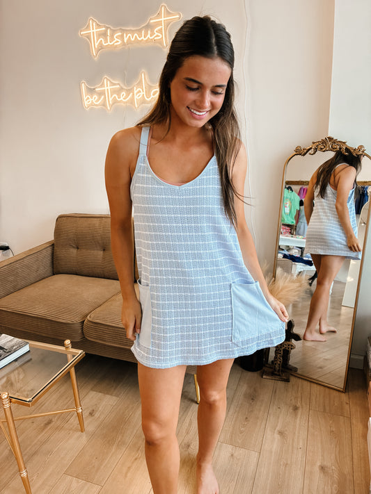 Seabreeze Crochet Dress: HALOGEN BLUE/WHITE
