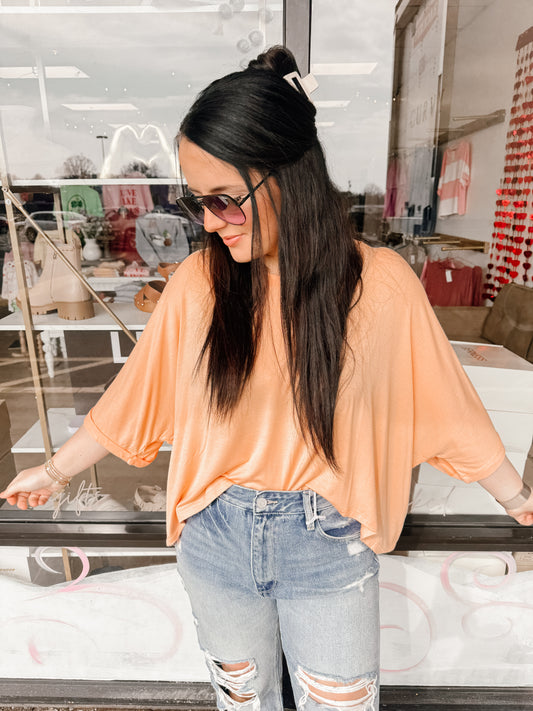 Relaxed High-Low Batwing Sleeve Top