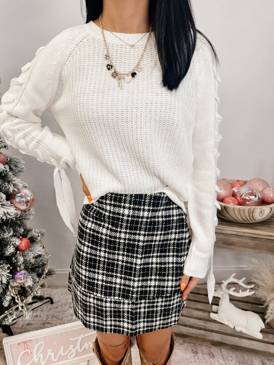 Bow Sleeve Holiday Sweater