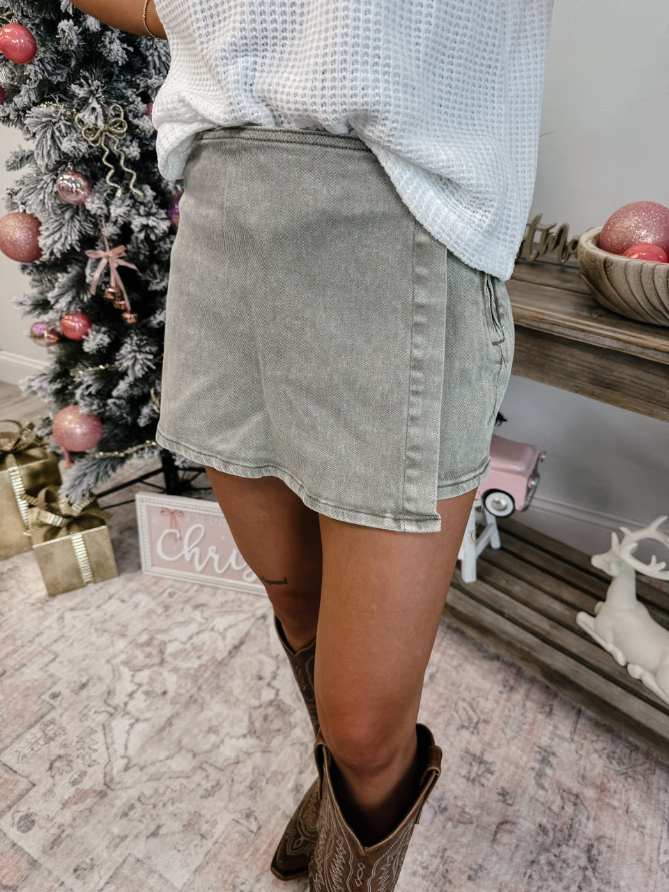 Washed Denim Skort